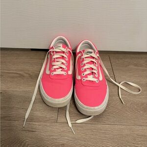 Vans Neon Pink and White Low-Top Sneakers
